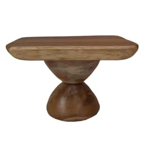 Masă de cafea din lemn de tec Suar și bază în formă de clepsidră T-256