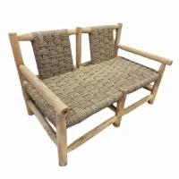 Canapea din lemn de tec indonezian și iarbă de mare naturală țesută S-48 Canapea din lemn de tec indonezian și iarbă de mare naturală țesută S-48