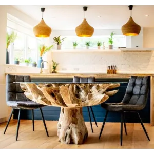 Masă din rădăcină de tec