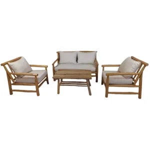 Mobila living din lemn de tec PS-5 - 4 piese: canapea, două fotolii și masă Mobila living din lemn de tec PS-5 - 4 piese: canapea, două fotolii și masă