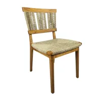 Scaun dining din lemn de tec și ratan natural împletit model DC-701 Scaun dining din lemn de tec și ratan natural împletit model DC-701