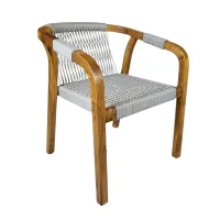 Scaun dining din lemn de tec și frânghie, model LC-602 Scaun dining din lemn de tec și frânghie, model LC-602