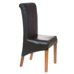 Scaun de sufragerie fabricat din lemn de tec și imitație de piele neagră Scaun de sufragerie fabricat din lemn de tec și imitație de piele neagră
