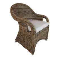 Fotoliu Elena pentru masă, din ratan țesut, culoare naturală. Fotoliu Elena pentru masă, din ratan țesut, culoare naturală.